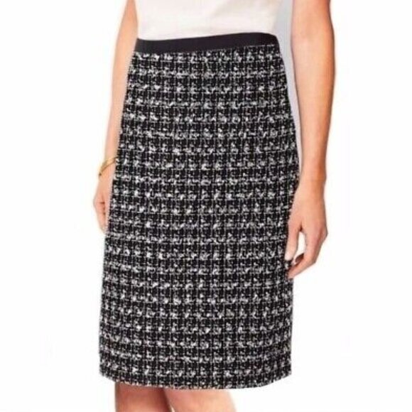 Talbots Textured Tweed Black and White Pencil Skirt - Picture 1 of 8